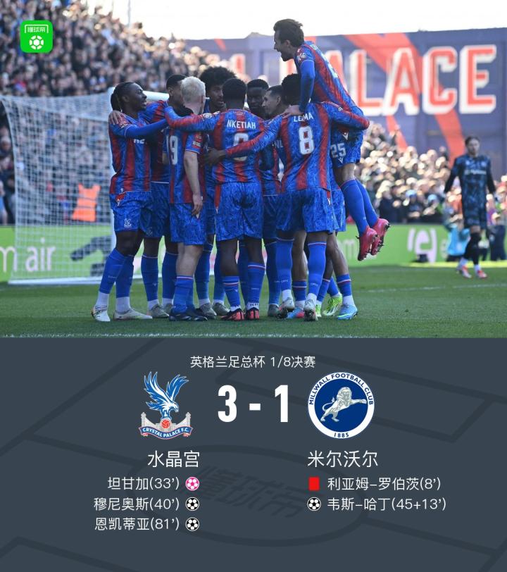 关于水晶宫击败卡迪夫城，取得胜利的信息